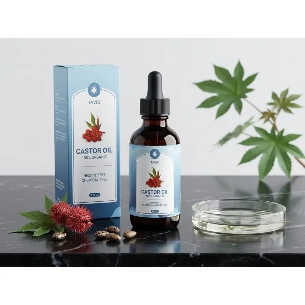 2 Pack Tavio 100% Organic Cold Pressed Castor Oil, 2 Oz Chemical Free